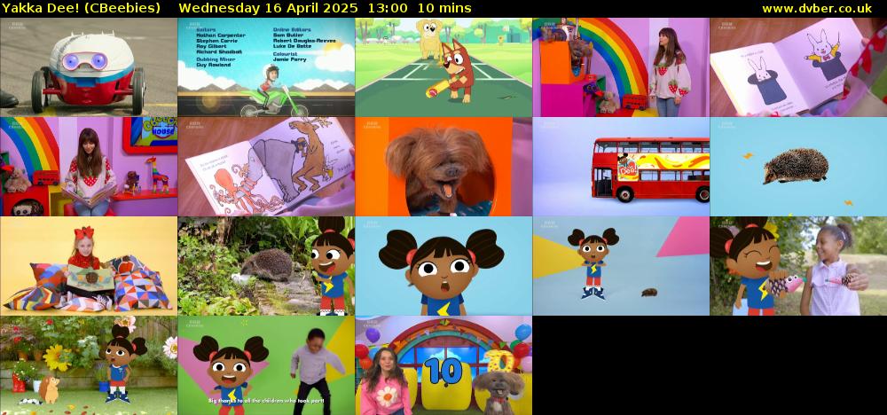 Yakka Dee! (CBeebies) Wednesday 16 April 2025 13:00 - 13:10