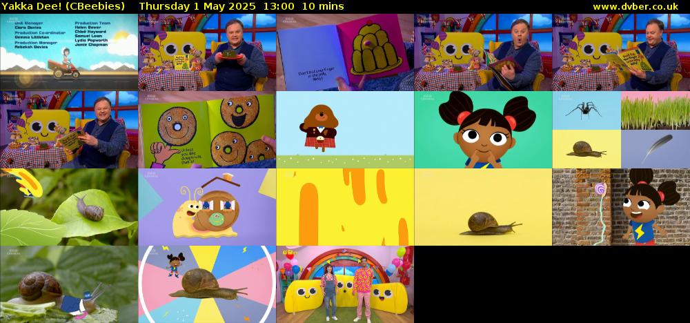 Yakka Dee! (CBeebies) Thursday 1 May 2025 13:00 - 13:10