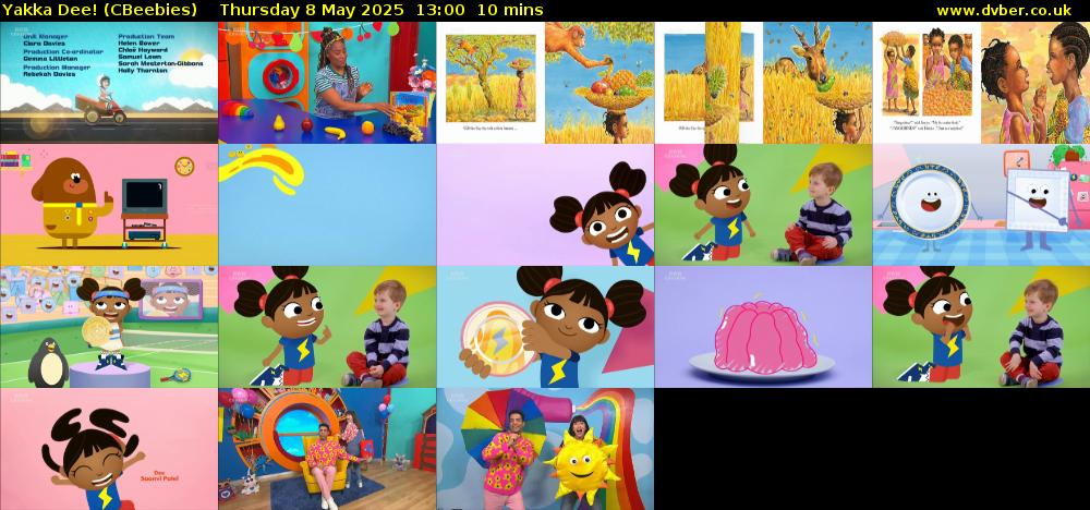 Yakka Dee! (CBeebies) Thursday 8 May 2025 13:00 - 13:10