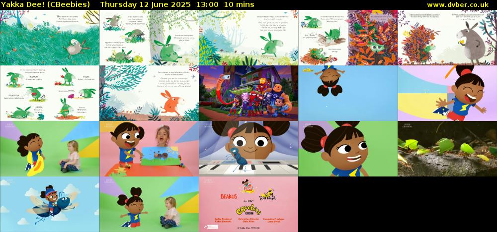 Yakka Dee! (CBeebies) Thursday 12 June 2025 13:00 - 13:10