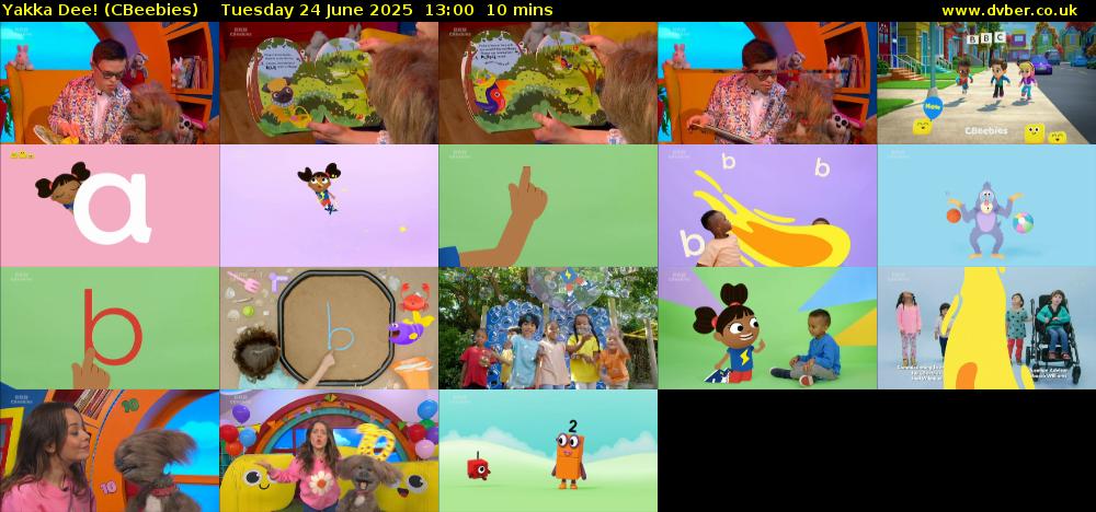 Yakka Dee! (CBeebies) Tuesday 24 June 2025 13:00 - 13:10