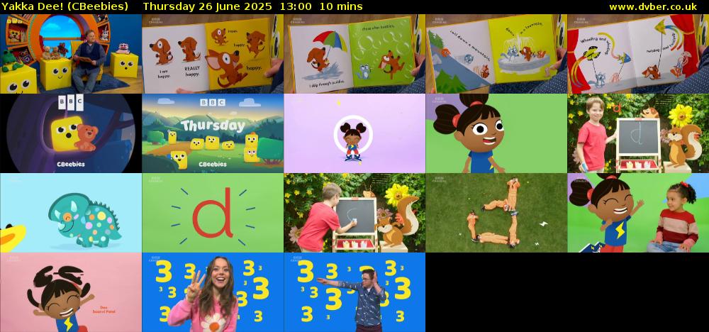 Yakka Dee! (CBeebies) Thursday 26 June 2025 13:00 - 13:10