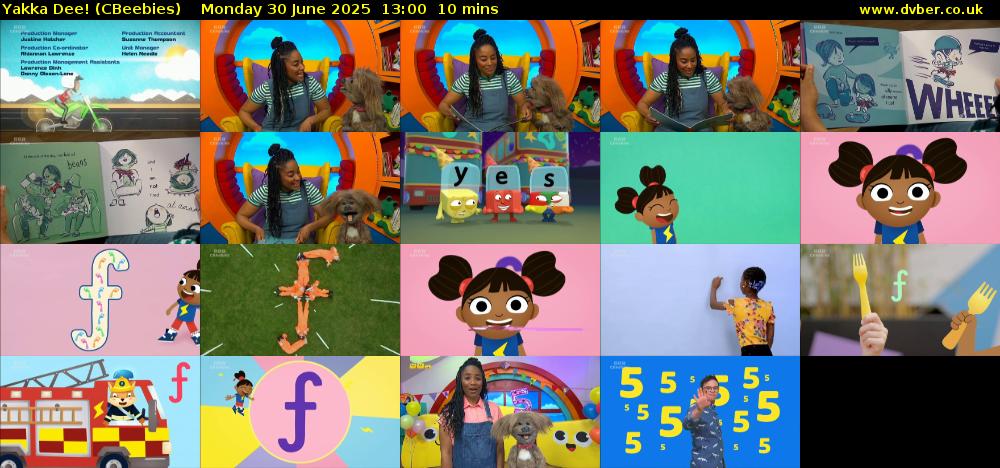 Yakka Dee! (CBeebies) Monday 30 June 2025 13:00 - 13:10