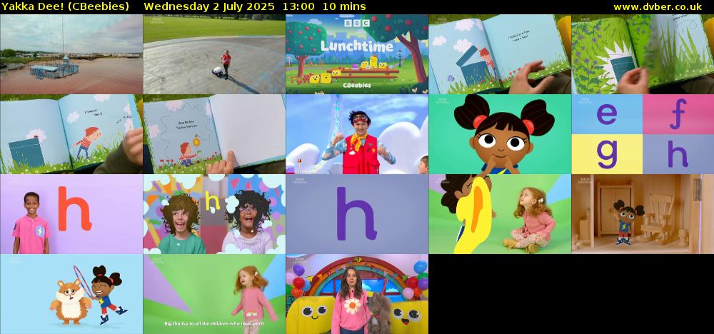 Yakka Dee! (CBeebies) Wednesday 2 July 2025 13:00 - 13:10