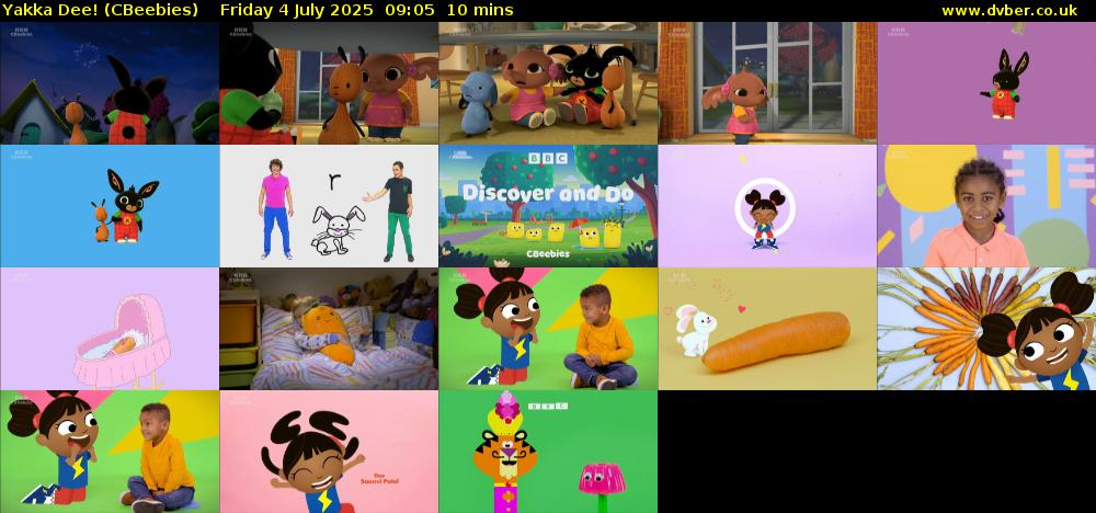 Yakka Dee! (CBeebies) Friday 4 July 2025 09:05 - 09:15