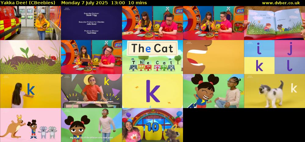 Yakka Dee! (CBeebies) Monday 7 July 2025 13:00 - 13:10