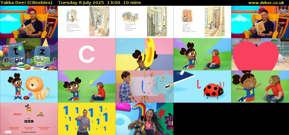 Yakka Dee! (CBeebies) Tuesday 8 July 2025 13:00 - 13:10