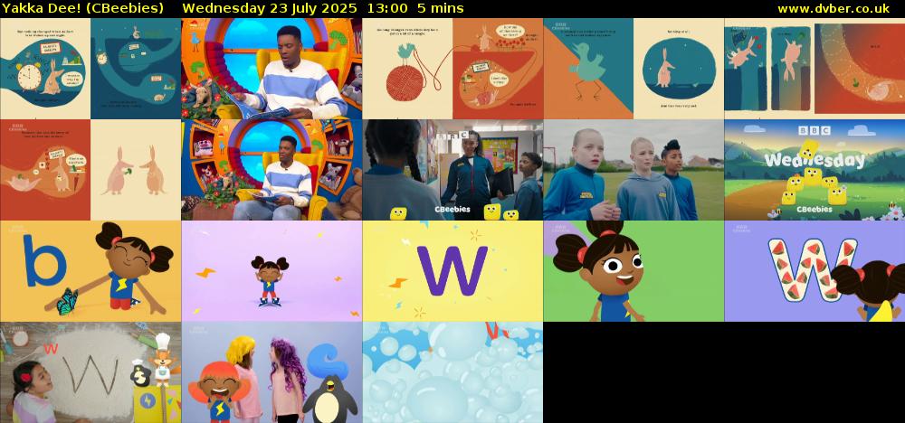 Yakka Dee! (CBeebies) Wednesday 23 July 2025 13:00 - 13:05