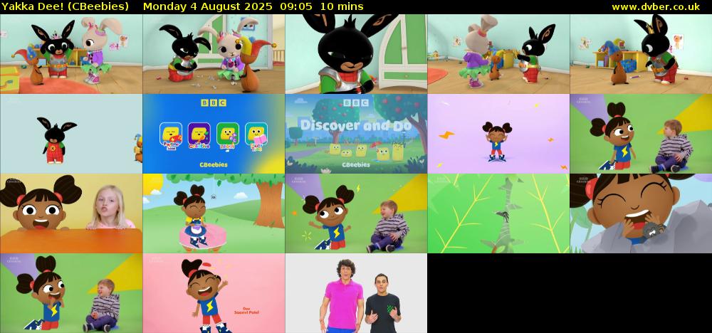 Yakka Dee! (CBeebies) Monday 4 August 2025 09:05 - 09:15