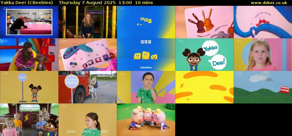 Yakka Dee! (CBeebies) Thursday 7 August 2025 13:00 - 13:10