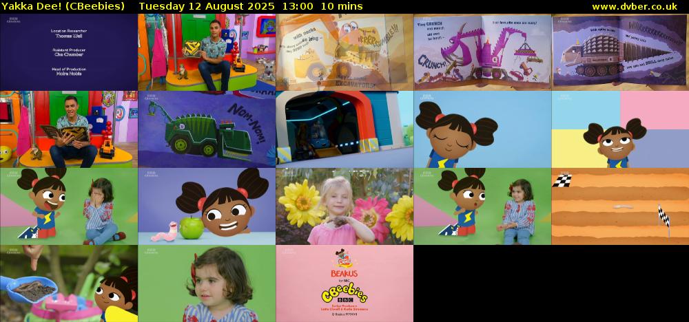 Yakka Dee! (CBeebies) Tuesday 12 August 2025 13:00 - 13:10