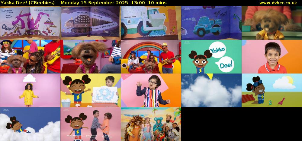 Yakka Dee! (CBeebies) Monday 15 September 2025 13:00 - 13:10