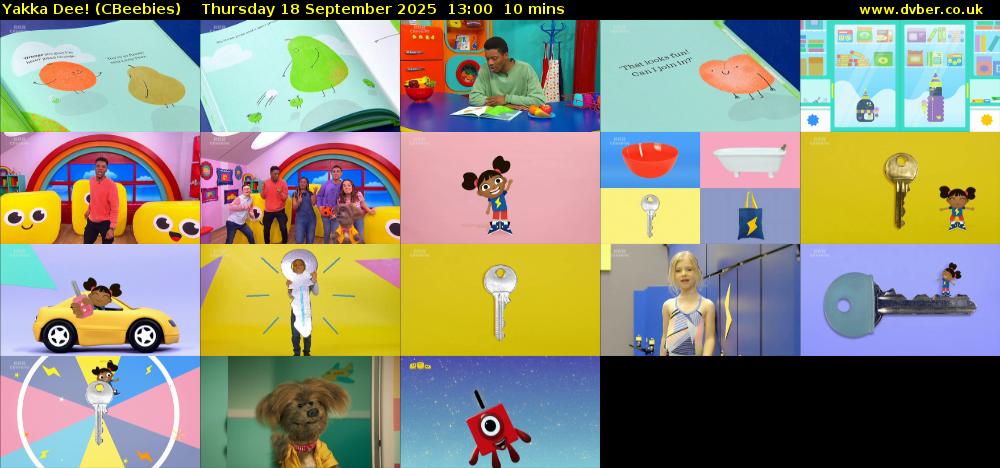 Yakka Dee! (CBeebies) Thursday 18 September 2025 13:00 - 13:10