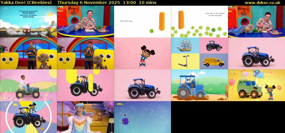 Yakka Dee! (CBeebies) Thursday 6 November 2025 13:00 - 13:10