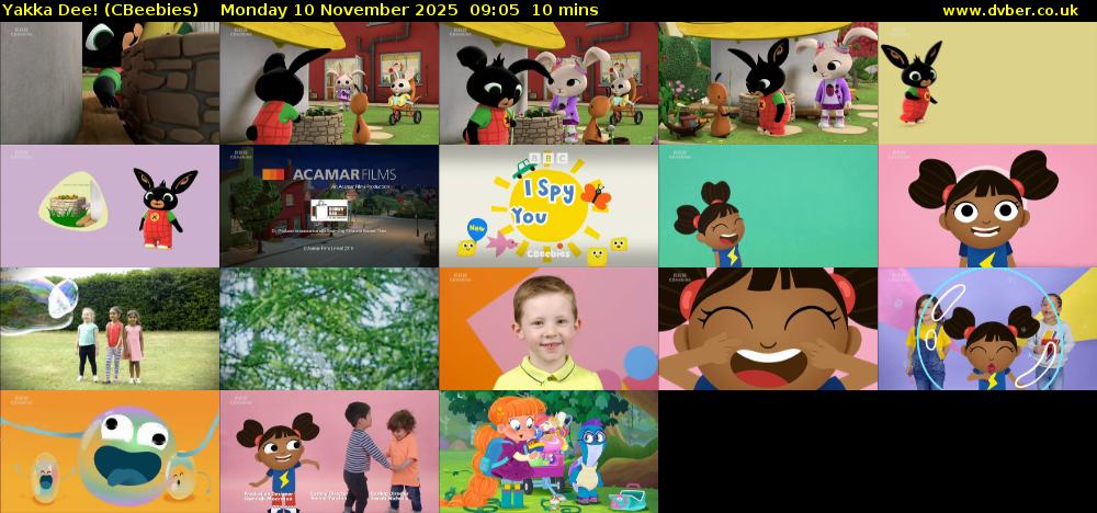 Yakka Dee! (CBeebies) Monday 10 November 2025 09:05 - 09:15