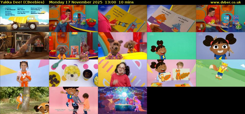 Yakka Dee! (CBeebies) Monday 17 November 2025 13:00 - 13:10