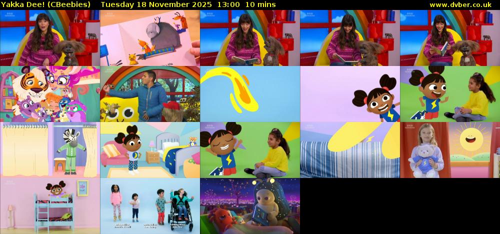 Yakka Dee! (CBeebies) Tuesday 18 November 2025 13:00 - 13:10