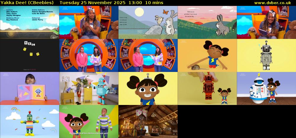 Yakka Dee! (CBeebies) Tuesday 25 November 2025 13:00 - 13:10
