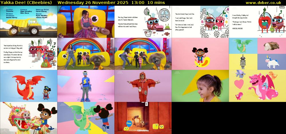 Yakka Dee! (CBeebies) Wednesday 26 November 2025 13:00 - 13:10