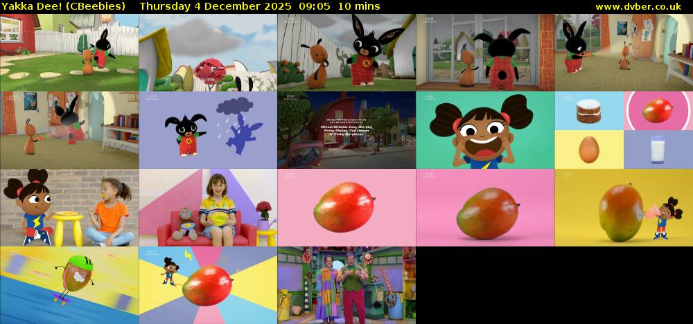 Yakka Dee! (CBeebies) Thursday 4 December 2025 09:05 - 09:15