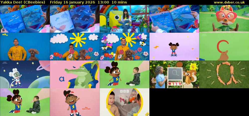 Yakka Dee! (CBeebies) Friday 16 January 2026 13:00 - 13:10