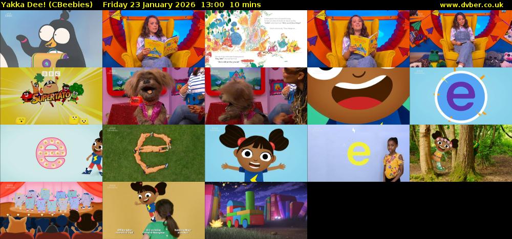 Yakka Dee! (CBeebies) Friday 23 January 2026 13:00 - 13:10