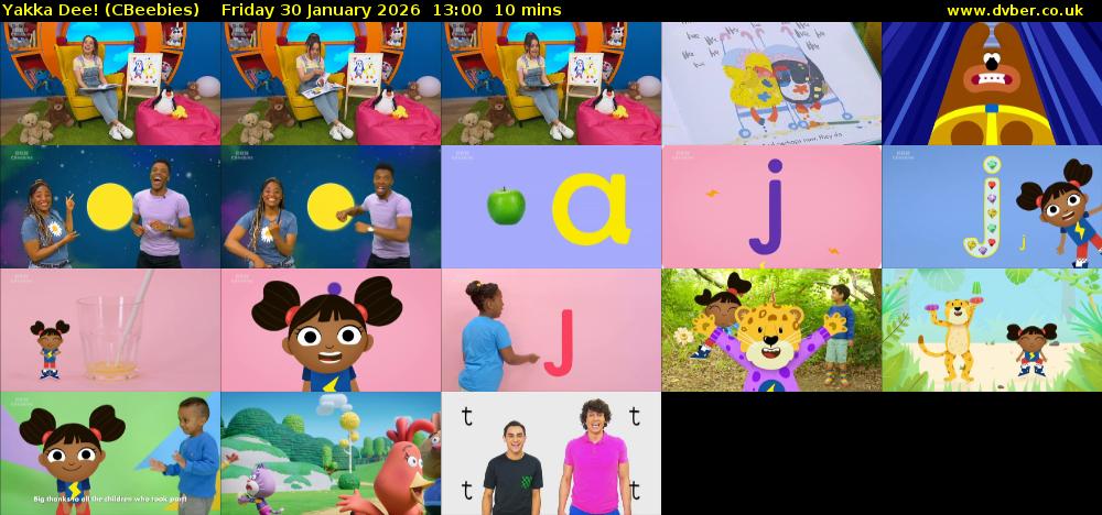 Yakka Dee! (CBeebies) Friday 30 January 2026 13:00 - 13:10