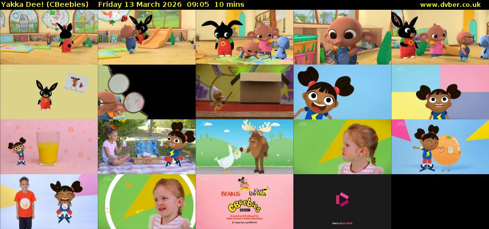 Yakka Dee! (CBeebies) Friday 13 March 2026 09:05 - 09:15