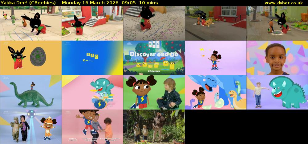 Yakka Dee! (CBeebies) Monday 16 March 2026 09:05 - 09:15