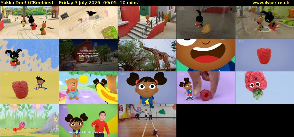 Yakka Dee! (CBeebies) Friday 3 July 2026 09:05 - 09:15