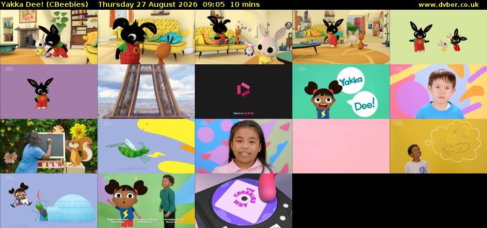 Yakka Dee! (CBeebies) Thursday 27 August 2026 09:05 - 09:15