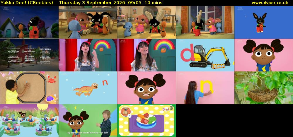 Yakka Dee! (CBeebies) Thursday 3 September 2026 09:05 - 09:15