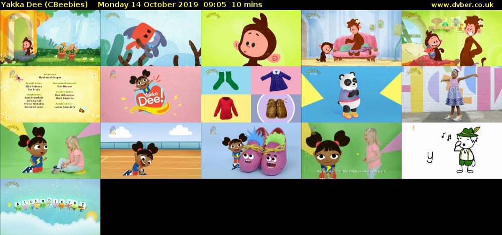 Yakka Dee (CBeebies) Monday 14 October 2019 09:05 - 09:15