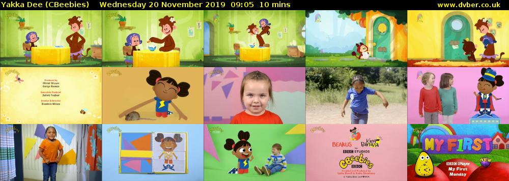 Yakka Dee (CBeebies) Wednesday 20 November 2019 09:05 - 09:15