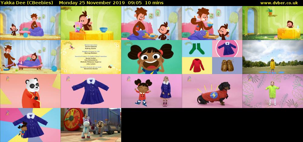 Yakka Dee (CBeebies) Monday 25 November 2019 09:05 - 09:15