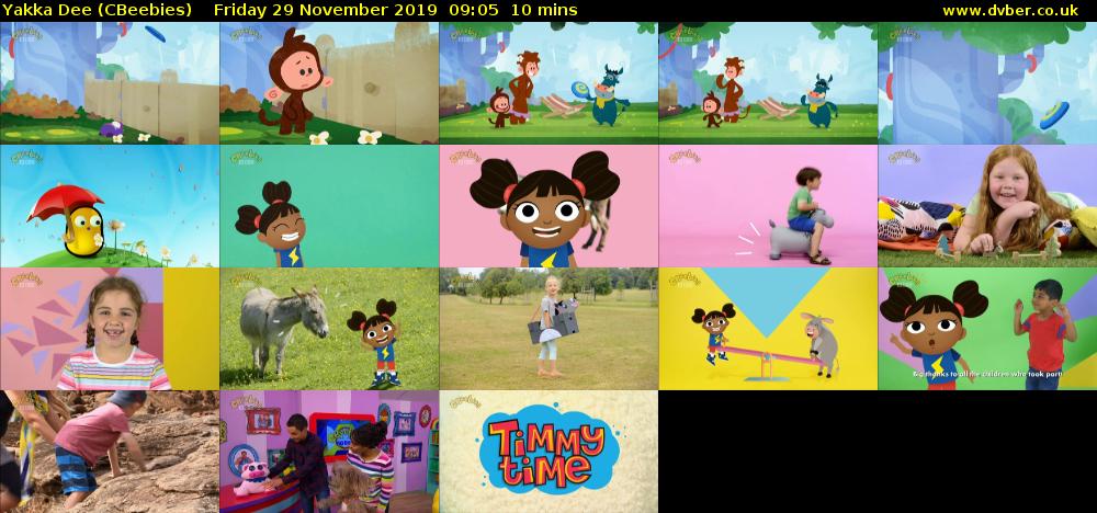 Yakka Dee (CBeebies) Friday 29 November 2019 09:05 - 09:15