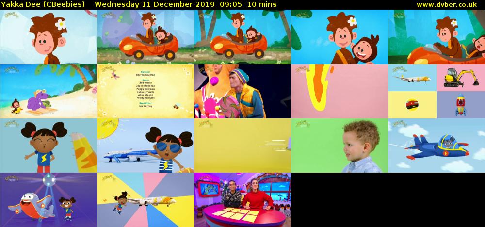 Yakka Dee (CBeebies) Wednesday 11 December 2019 09:05 - 09:15