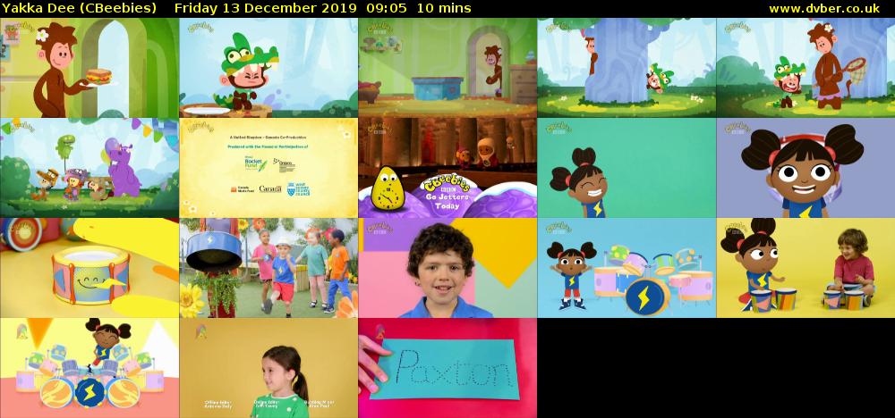 Yakka Dee (CBeebies) Friday 13 December 2019 09:05 - 09:15