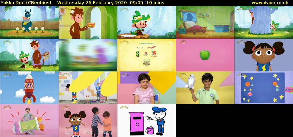 Yakka Dee (CBeebies) Wednesday 26 February 2020 09:05 - 09:15