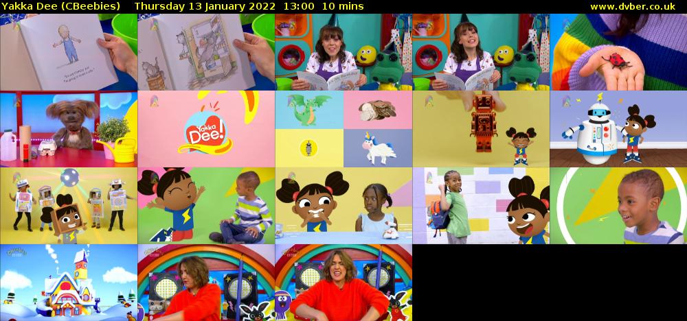 Yakka Dee (CBeebies) Thursday 13 January 2022 13:00 - 13:10
