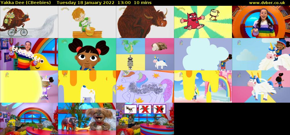 Yakka Dee (CBeebies) Tuesday 18 January 2022 13:00 - 13:10