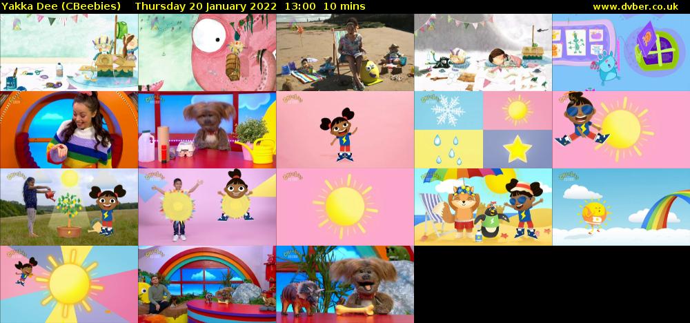 Yakka Dee (CBeebies) Thursday 20 January 2022 13:00 - 13:10
