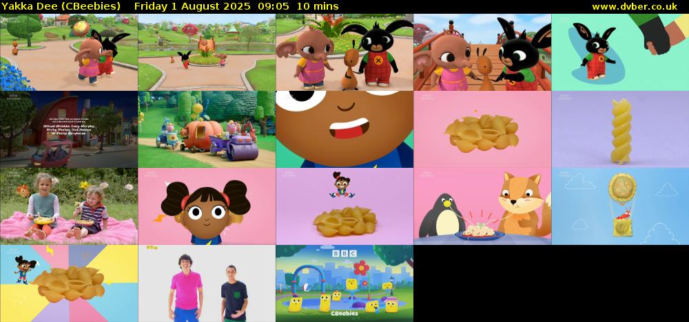 Yakka Dee (CBeebies) Friday 1 August 2025 09:05 - 09:15