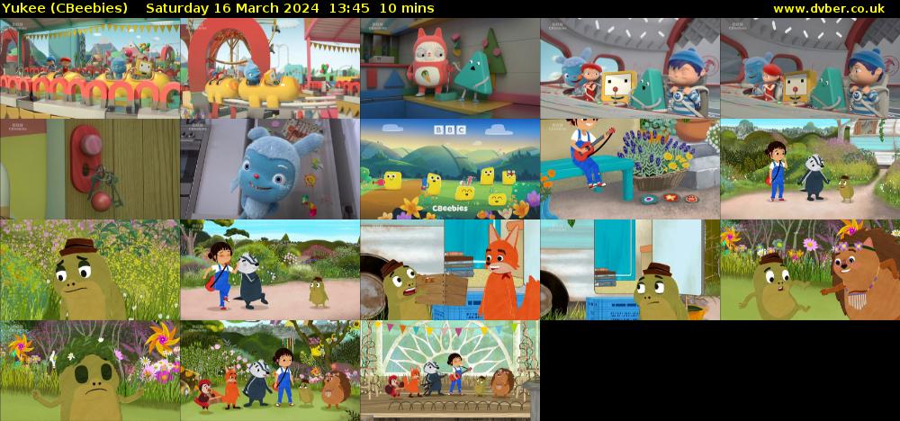Yukee (CBeebies) Saturday 16 March 2024 13:45 - 13:55