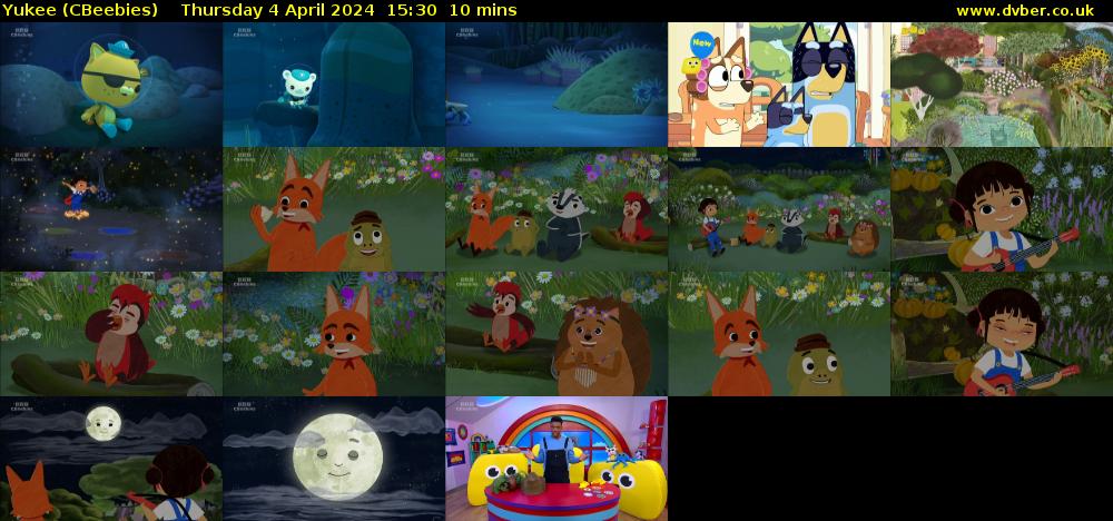 Yukee (CBeebies) Thursday 4 April 2024 15:30 - 15:40