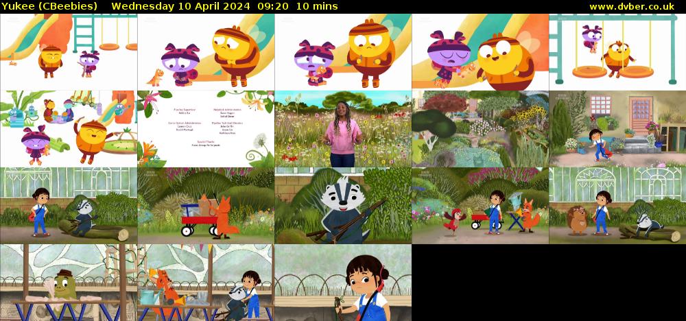 Yukee (CBeebies) Wednesday 10 April 2024 09:20 - 09:30