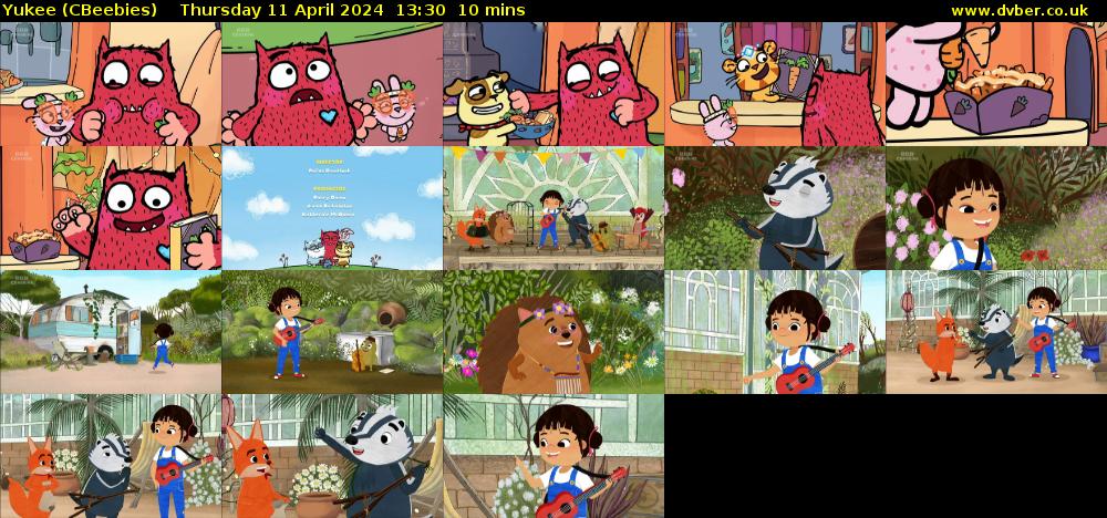 Yukee (CBeebies) Thursday 11 April 2024 13:30 - 13:40