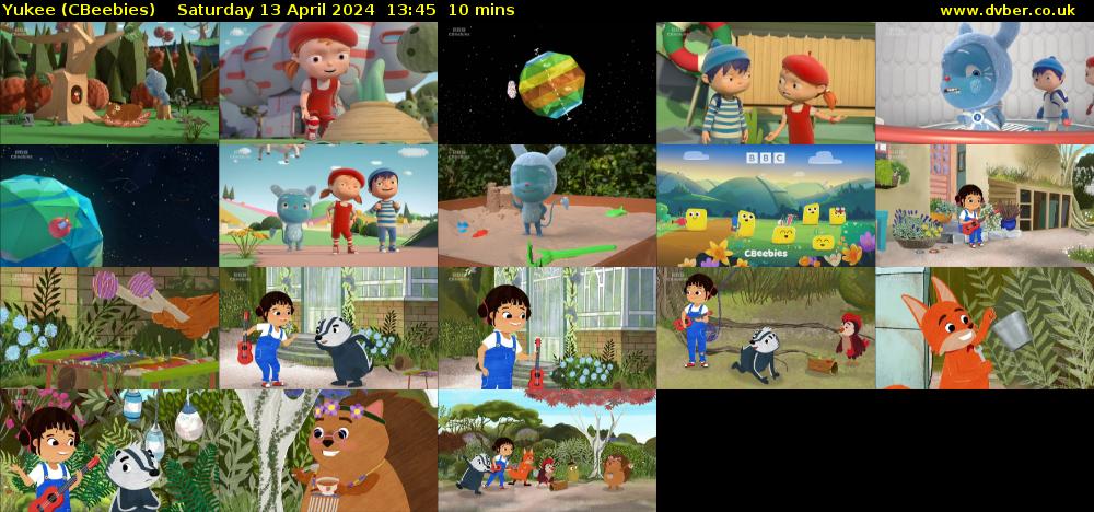 Yukee (CBeebies) Saturday 13 April 2024 13:45 - 13:55