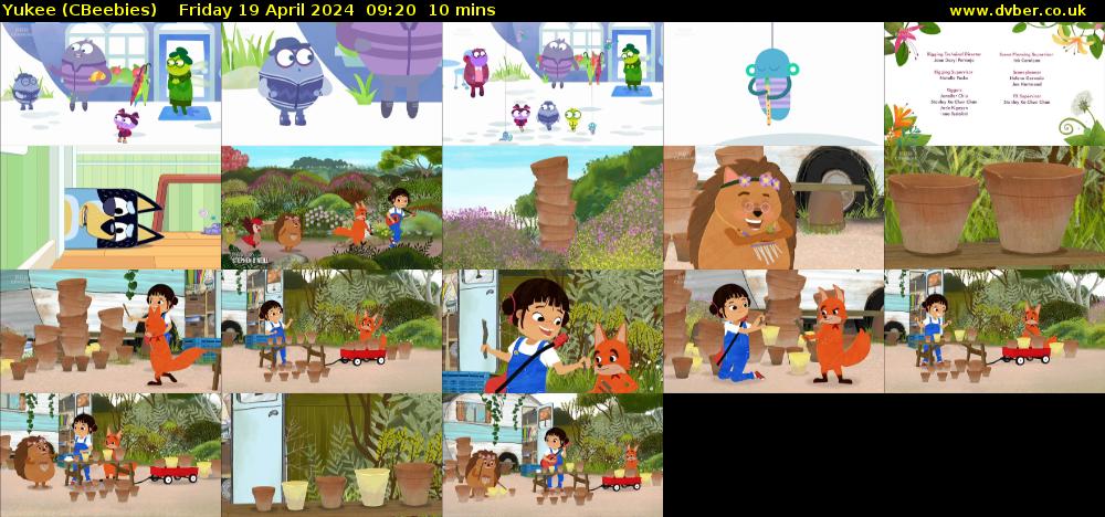 Yukee (CBeebies) Friday 19 April 2024 09:20 - 09:30