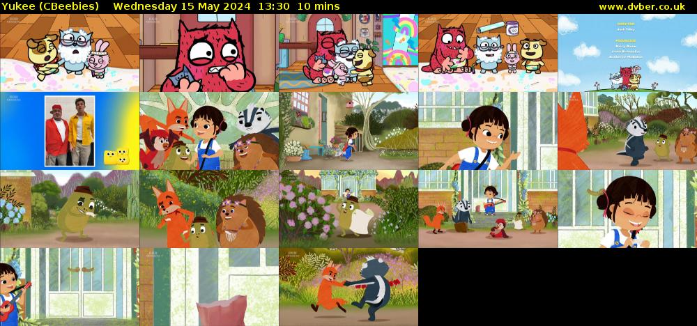 Yukee (CBeebies) Wednesday 15 May 2024 13:30 - 13:40